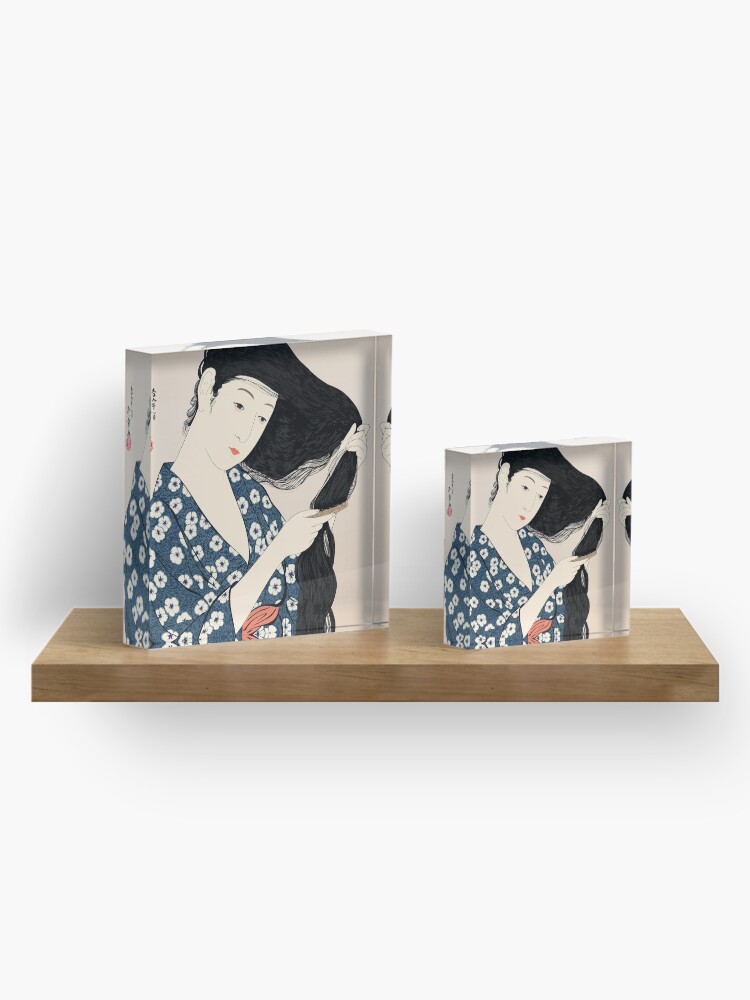 Alternate view of Hashiguchi Goyo - Woman in Blue Combing Her Hair Acrylic Block