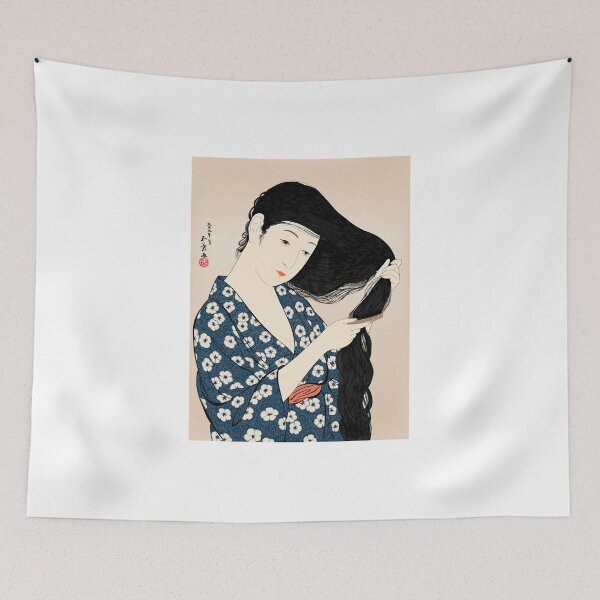 Item preview, Hashiguchi Goyo - Woman in Blue Combing Her Hair designed and sold by Martstore.