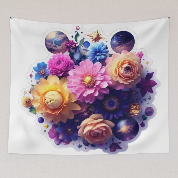 Item preview, Cosmic Bloom Sticker: Flowers in Space, Flower vessel sticker  designed and sold by InsightA.