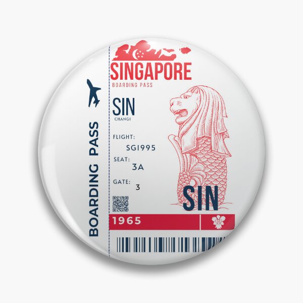 Item preview,  Singapore Boarding Pass Stylized Merlion सिंहपुर Papilionanthe  designed and sold by InkWhirl.