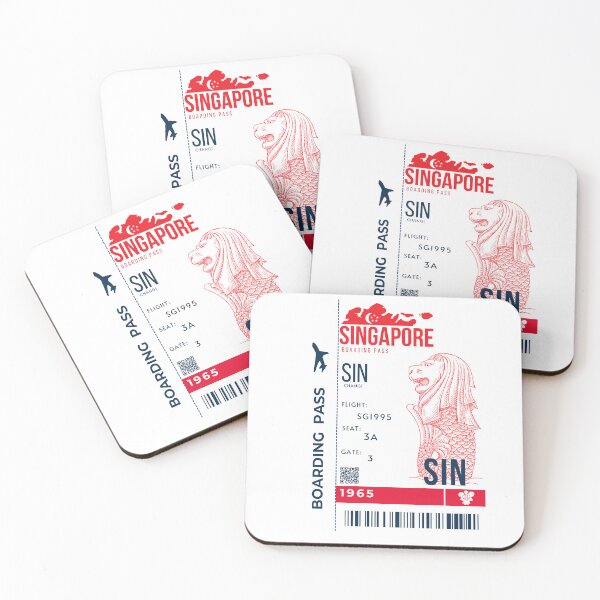 Item preview,  Singapore Boarding Pass Stylized Merlion सिंहपुर Papilionanthe  designed and sold by InkWhirl.