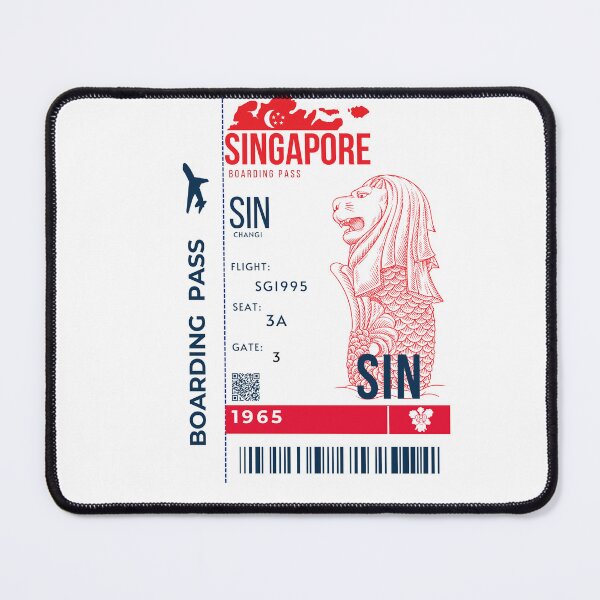 Item preview,  Singapore Boarding Pass Stylized Merlion सिंहपुर Papilionanthe  designed and sold by InkWhirl.