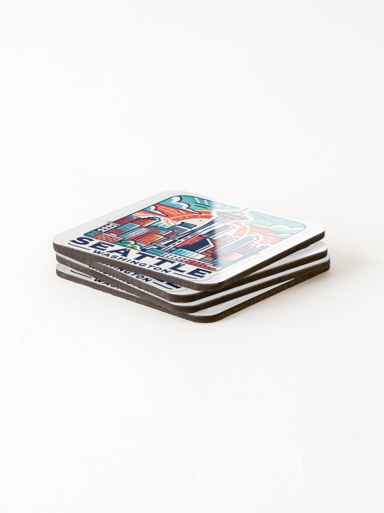 Thumbnail 4 of 5, Coasters (Set of 4), Seattle Washington Sticker designed and sold by LoveLabDesign.