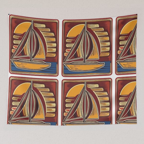 Item preview, Sailboat Folk Art designed and sold by TickledStink.