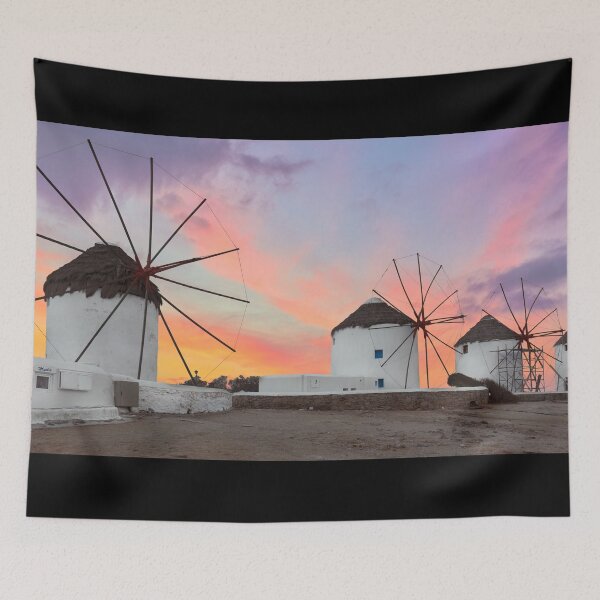 Item preview, Mykonos - Famous Historic Windmills with Beautiful Sunrise designed and sold by Adam Gormley.