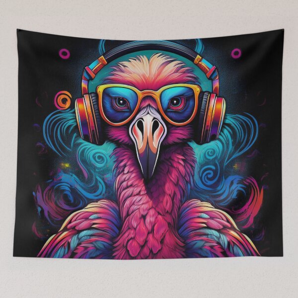 Item preview, Fabulous Graffiti flamingo in Headphones and Shades designed and sold by Boxing Kangaroo Retail Company.