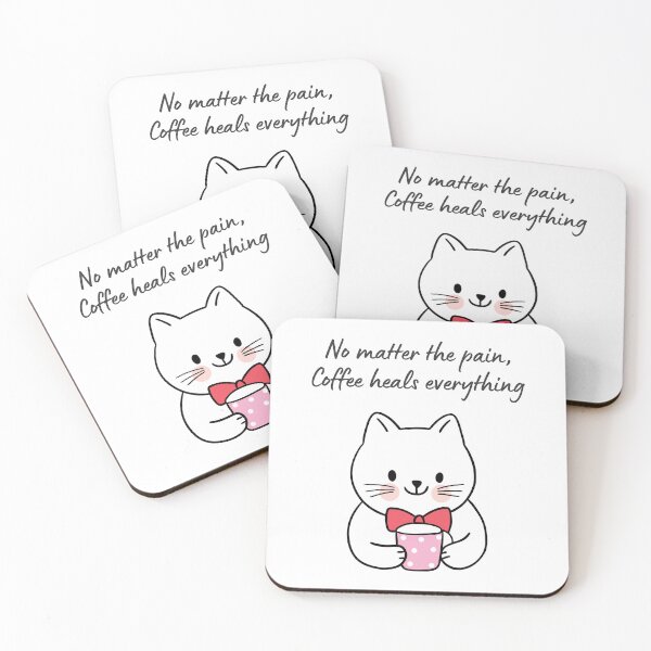 Artikelvorschau, Egal, wie groß der Schmerz ist, Kaffee heilt alles – Minimal Cat Design entworfen und verkauft von GrinStudio.