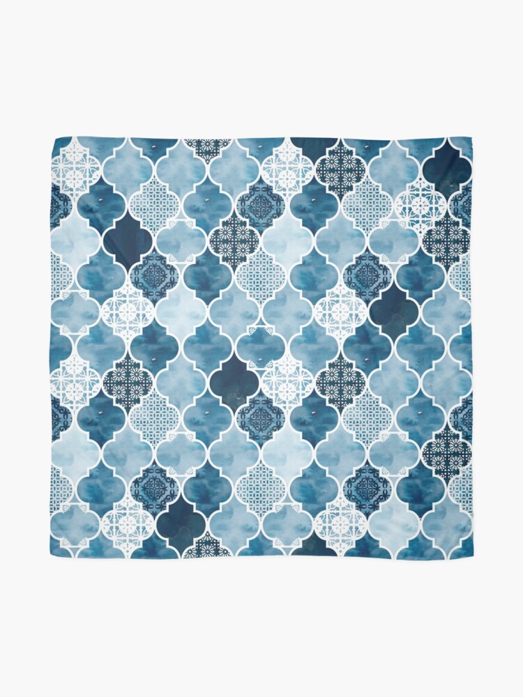 Alternate view of Moroccan trellis in midnight blue Scarf