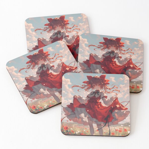 Item preview, Girl in a red dress twirling among colorful flowers designed and sold by Kawai Anime Shop.