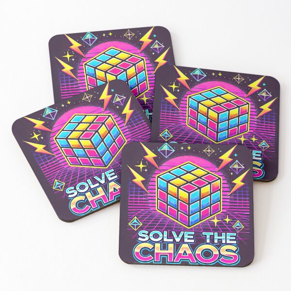 Item preview, Solve the Chaos - Neon Puzzle Cube Art designed and sold by Intelligenteel.