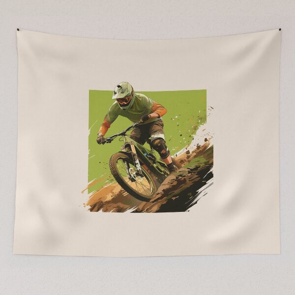 Item preview, Dynamic Mountain Biking Illustration - Conquering the Trail designed and sold by Windy-market.