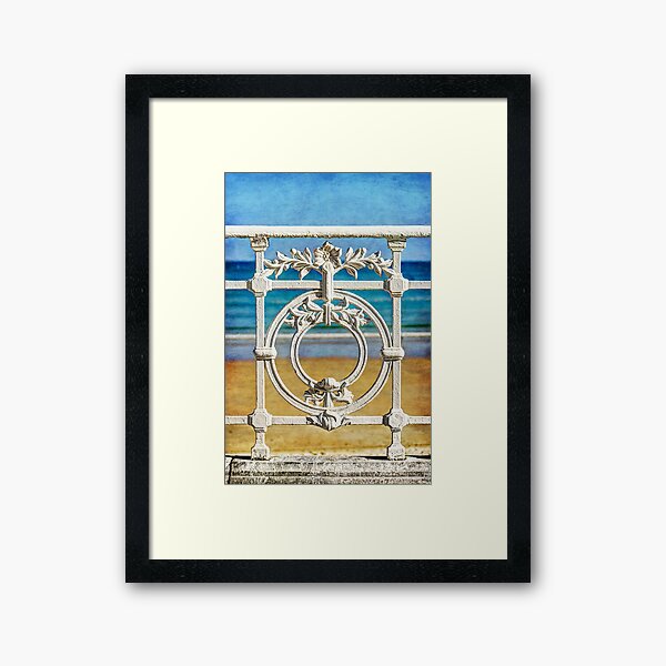 Concha Bay Railing in San Sebastian Framed Art Print