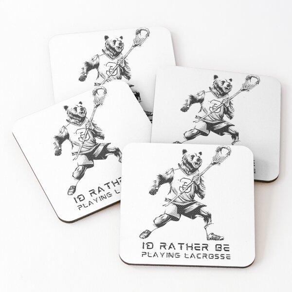 Item preview, I'd Rather Be Playing Lacrosse Bear Halftone designed and sold by TrueArtsStore.