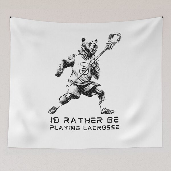 Item preview, I'd Rather Be Playing Lacrosse Bear Halftone designed and sold by TrueArtsStore.