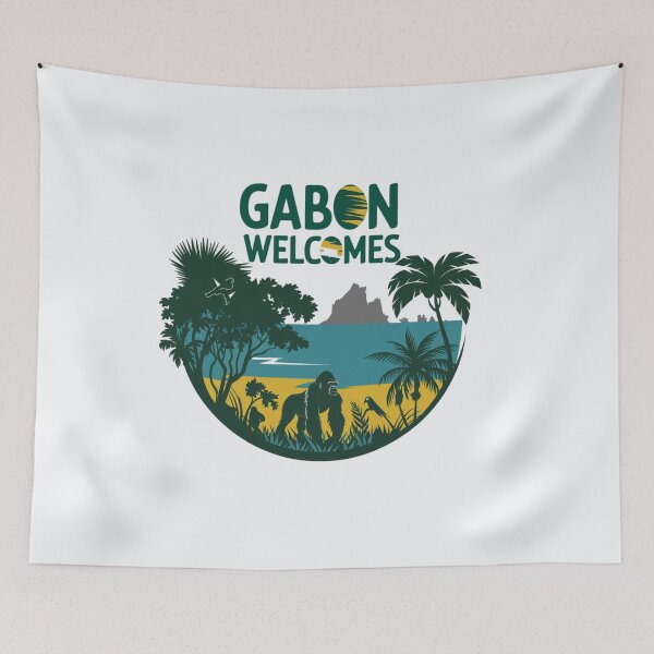 Item preview, Gabon Welcomes Flag Map Libreville, Loango National  designed and sold by AnimalsDH305.