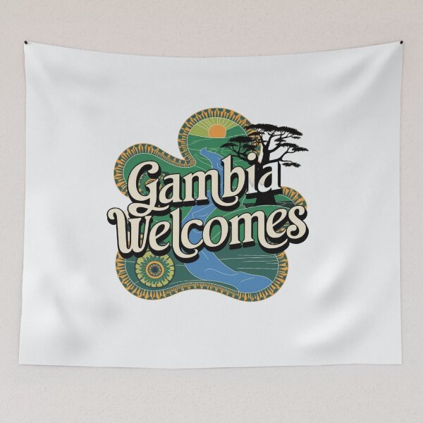 Item preview, Gambia Welcomes Flag Map Banjul, Kunta Kinteh Islands designed and sold by AnimalsDH305.