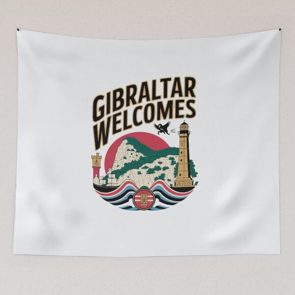 Item preview,  Gibraltar Welcomes Flag Map maggot monkeys designed and sold by AnimalsDH305.
