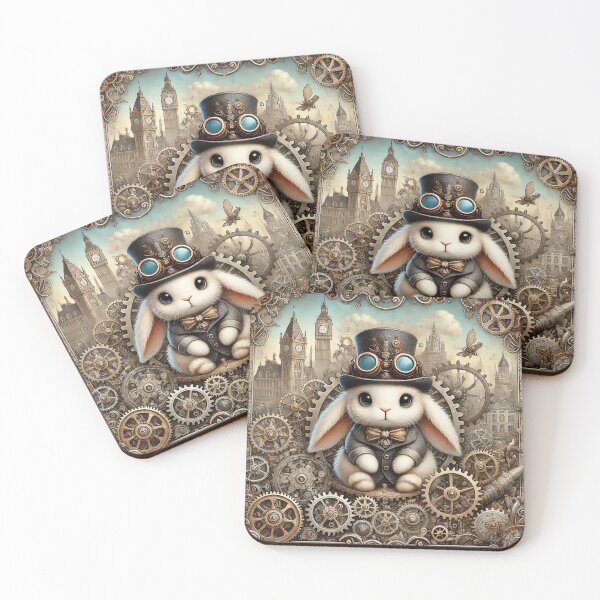 Item preview, Steampunk Easter Bunny Rabbit Gears, Clockwork Vintage, Earth Tones designed and sold by TheTimeTaxi.