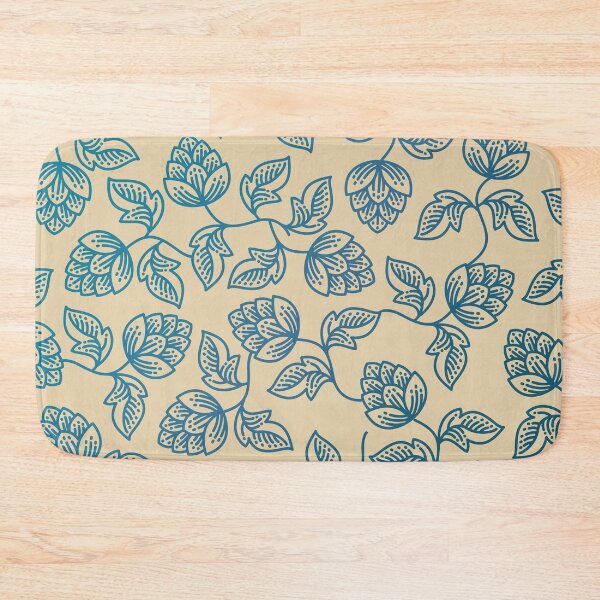 Item preview, Blue Botanical Pattern with Hops on Beige designed and sold by mozizy.