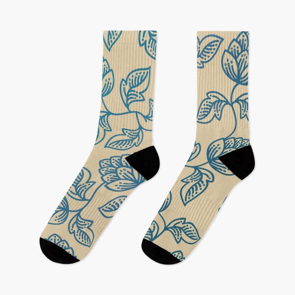 Item preview, Blue Botanical Pattern with Hops on Beige designed and sold by mozizy.