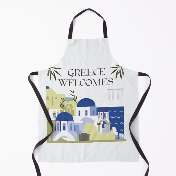 Item preview, Greece Welcomes Flag Map Athens, Acropolis, Santorini designed and sold by AnimalsDH305.