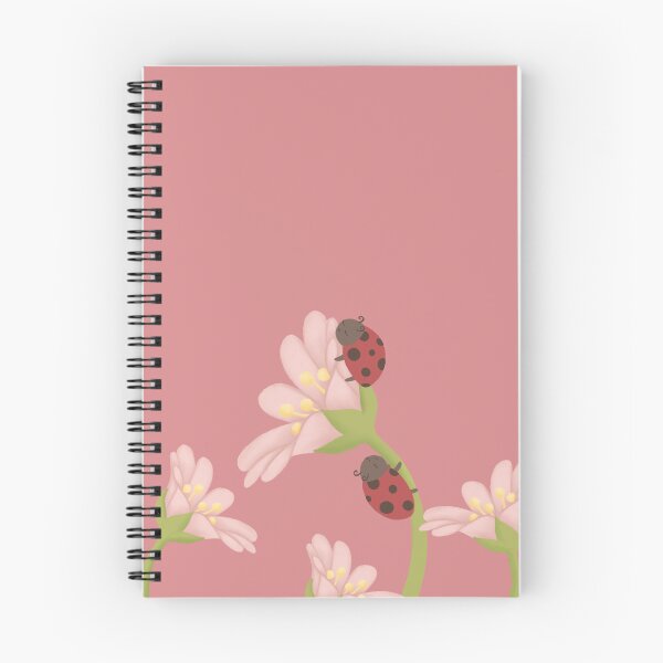Item preview, ladybugs and pink flowers designed and sold by ninnileo.