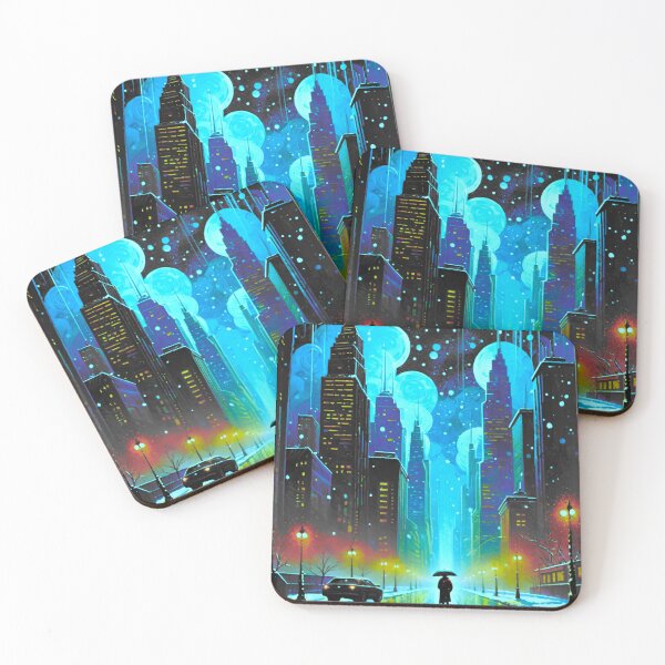 Item preview, Colorful Winter Cityscape at Dusk designed and sold by GrizzlyCollective.