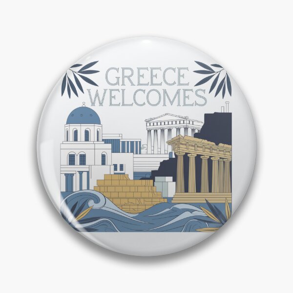 Item preview, Greece Welcomes Flag Map Athens, Acropolis, Santorini designed and sold by AnimalsDH305.