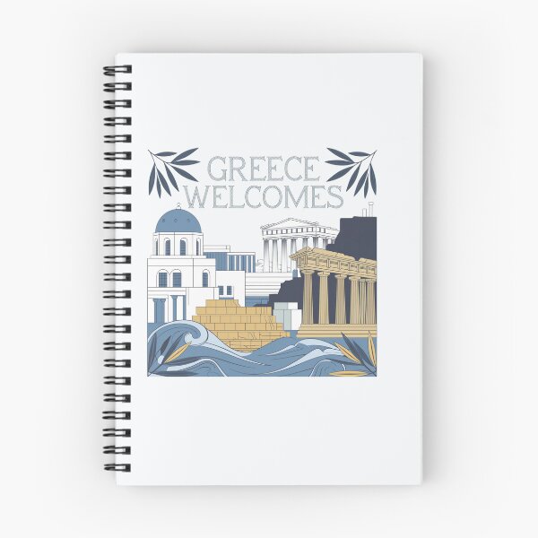 Item preview, Greece Welcomes Flag Map Athens, Acropolis, Santorini designed and sold by AnimalsDH305.