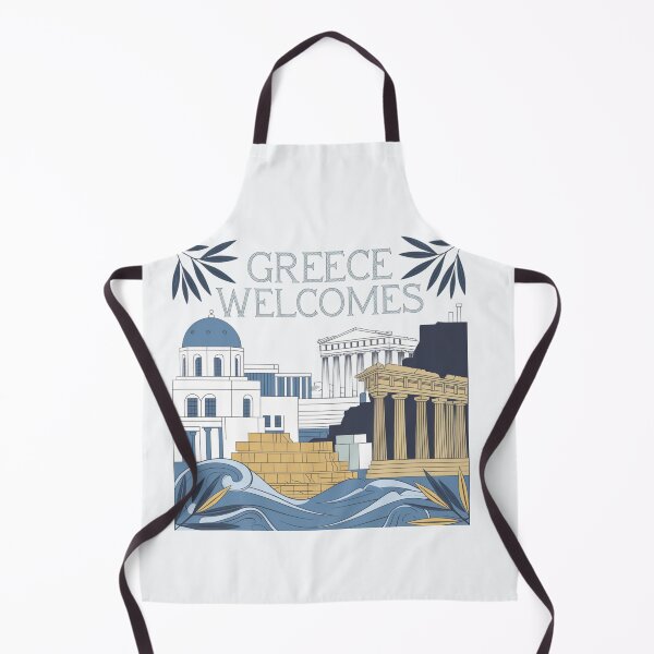 Item preview, Greece Welcomes Flag Map Athens, Acropolis, Santorini designed and sold by AnimalsDH305.