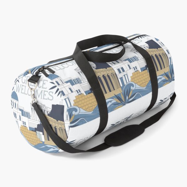 Item preview, Greece Welcomes Flag Map Athens, Acropolis, Santorini designed and sold by AnimalsDH305.