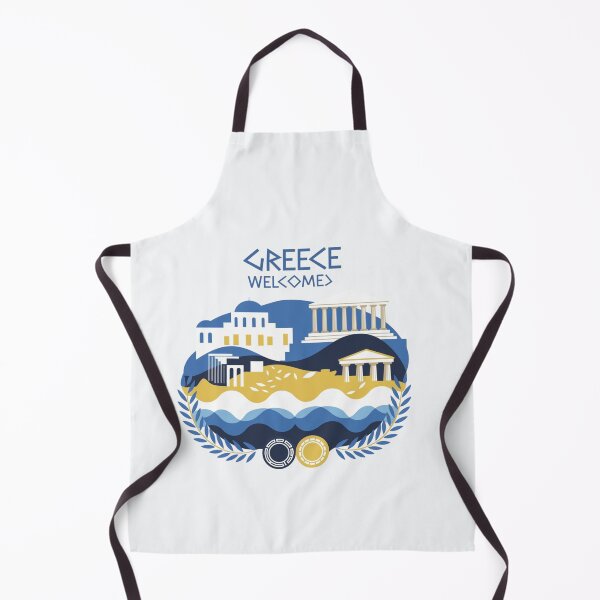 Item preview, Greece Welcomes Flag Map Athens, Acropolis, Santorini designed and sold by AnimalsDH305.