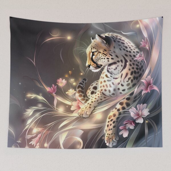 Item preview, Leopard among flowers. African animal. designed and sold by MagelliShop.