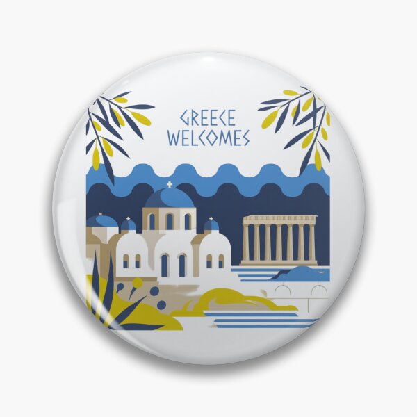 Item preview, Greece Welcomes Flag Map Athens, Acropolis, Santorini designed and sold by AnimalsDH305.