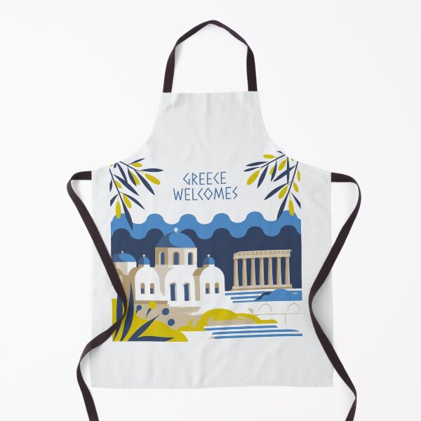 Item preview, Greece Welcomes Flag Map Athens, Acropolis, Santorini designed and sold by AnimalsDH305.