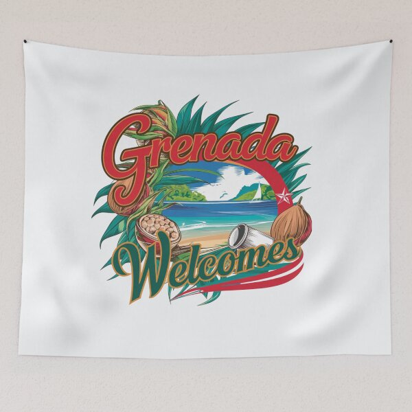 Item preview, Grenada Welcomes Flag Map St. George's, spice island designed and sold by AnimalsDH305.