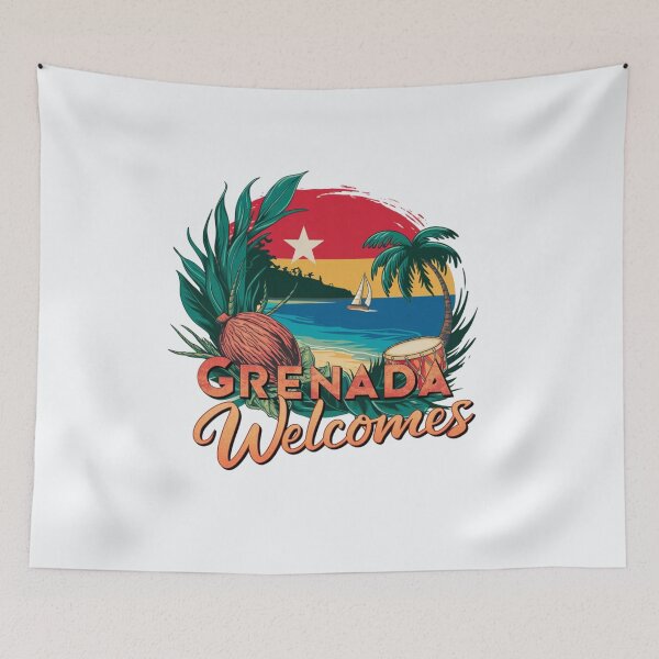 Item preview, Grenada Welcomes Flag Map St. George's, spice island designed and sold by AnimalsDH305.