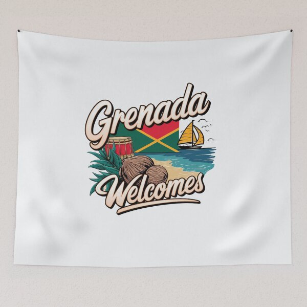 Item preview, Grenada Welcomes Flag Map St. George's, spice island designed and sold by AnimalsDH305.