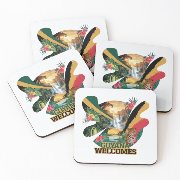 Item preview, Guyana Welcomes Flag Map Georgetown, Kaieteur Falls designed and sold by AnimalsDH305.