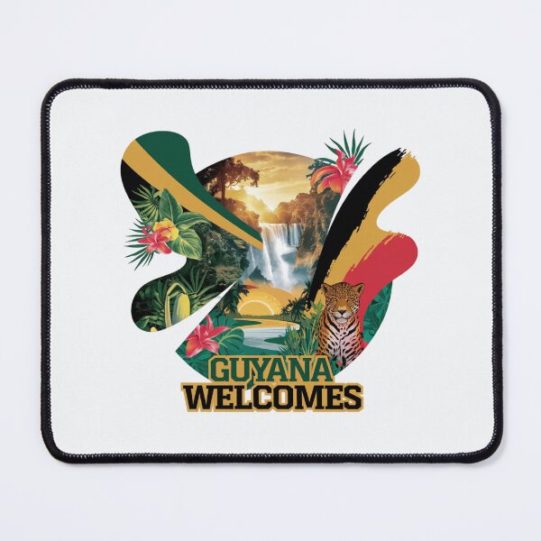 Item preview, Guyana Welcomes Flag Map Georgetown, Kaieteur Falls designed and sold by AnimalsDH305.
