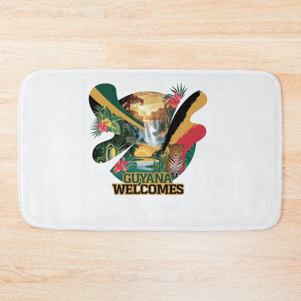 Item preview, Guyana Welcomes Flag Map Georgetown, Kaieteur Falls designed and sold by AnimalsDH305.