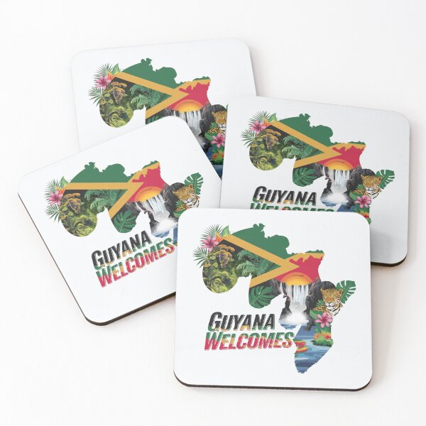 Item preview, Guyana Welcomes Flag Map Georgetown, Kaieteur Falls designed and sold by AnimalsDH305.