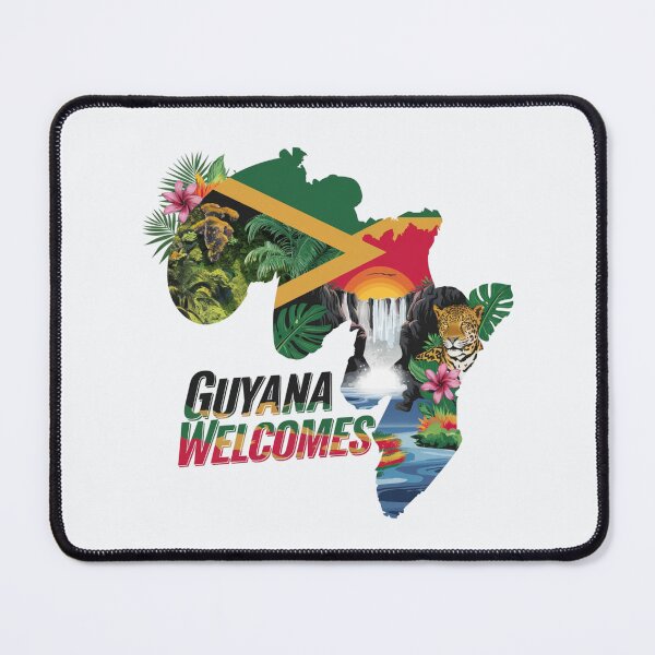 Item preview, Guyana Welcomes Flag Map Georgetown, Kaieteur Falls designed and sold by AnimalsDH305.