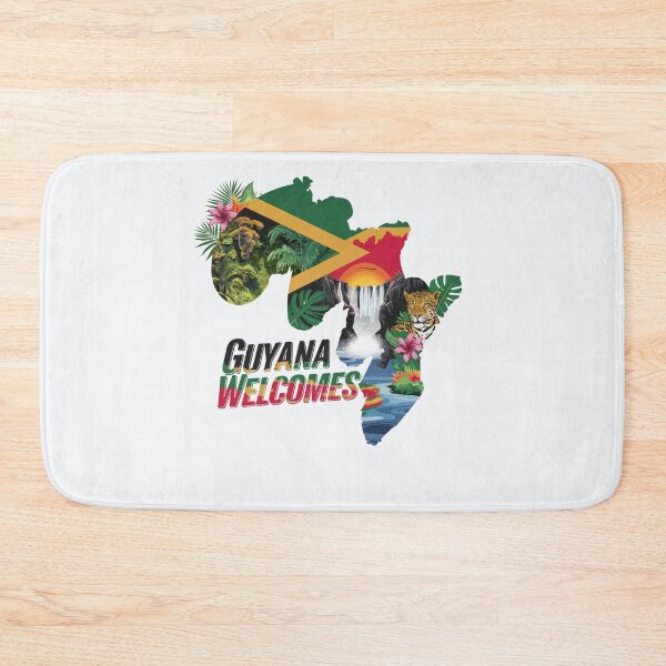 Item preview, Guyana Welcomes Flag Map Georgetown, Kaieteur Falls designed and sold by AnimalsDH305.