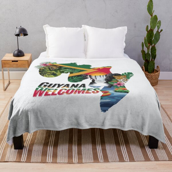 Item preview, Guyana Welcomes Flag Map Georgetown, Kaieteur Falls designed and sold by AnimalsDH305.