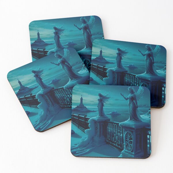 Item preview, Eerie Frozen Sea Wall with Ice-Covered Statues designed and sold by GrizzlyCollective.
