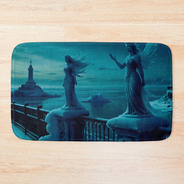 Item preview, Eerie Frozen Sea Wall with Ice-Covered Statues designed and sold by GrizzlyCollective.