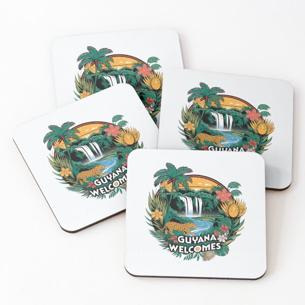 Item preview, Guyana Welcomes Flag Map Georgetown, Kaieteur Falls designed and sold by AnimalsDH305.