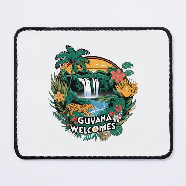 Item preview, Guyana Welcomes Flag Map Georgetown, Kaieteur Falls designed and sold by AnimalsDH305.