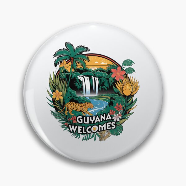 Item preview, Guyana Welcomes Flag Map Georgetown, Kaieteur Falls designed and sold by AnimalsDH305.